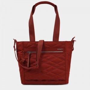 Women's Hedgren Zoe Medium Rfid Tote Bags Red Brown | UGY8777FN