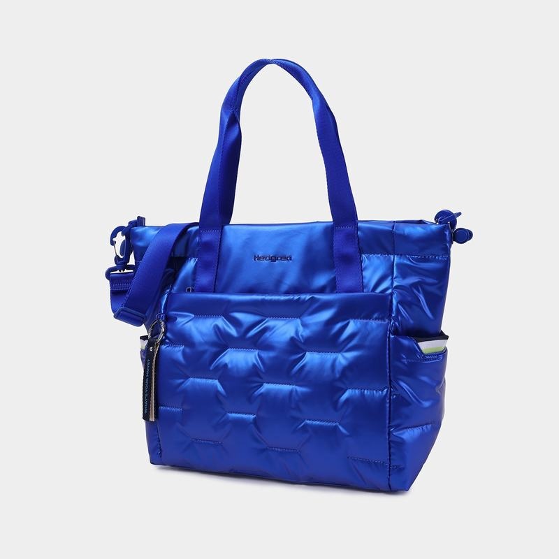 Women's Hedgren Puffer Tote Bags Blue | UVF3466ZI