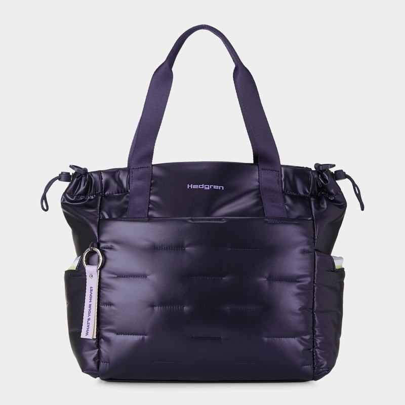 Women's Hedgren Puffer Tote Bags Purple Deep Blue | UYI8432FV