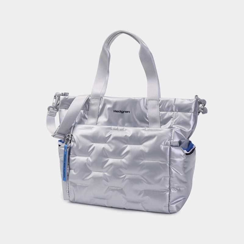 Women's Hedgren Puffer Tote Bags Silver Blue | ZMS6585HP