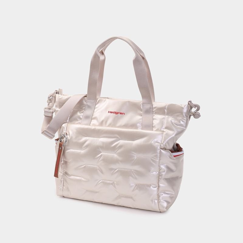 Women's Hedgren Puffer Tote Bags White Beige | KWZ9217JV