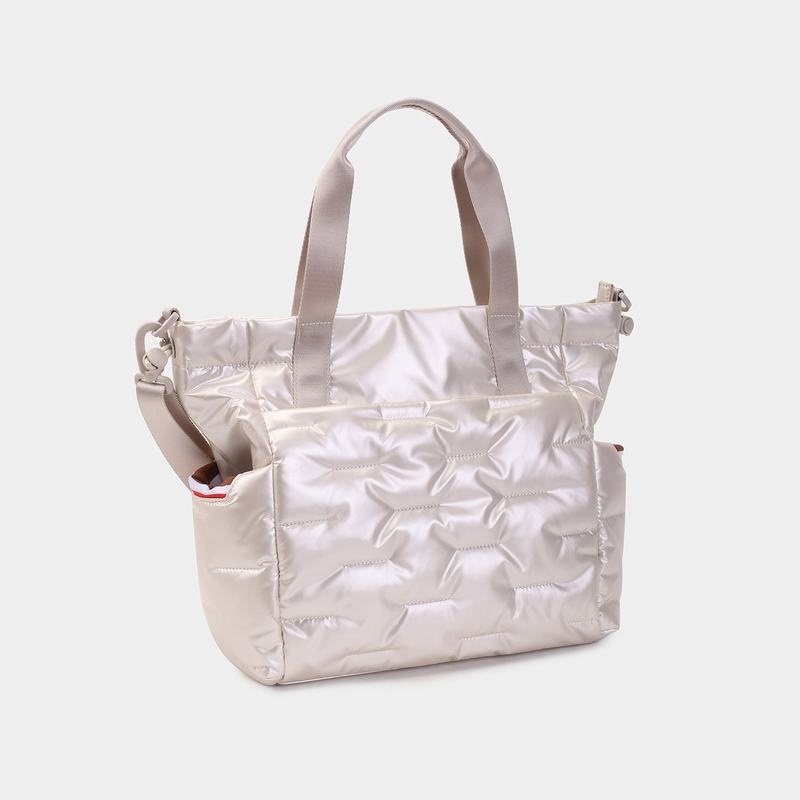 Women's Hedgren Puffer Tote Bags White Beige | KWZ9217JV