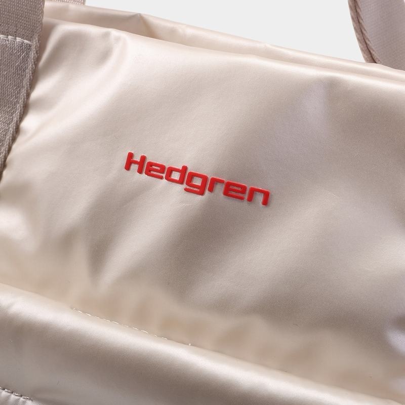 Women's Hedgren Puffer Tote Bags White Beige | KWZ9217JV