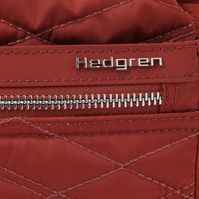 Women's Hedgren Quilted Eye Rfid Shoulder Bags Red Brown | NKE8638GP