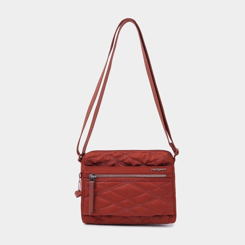 Women's Hedgren Quilted Eye Rfid Shoulder Bags Red Brown | NKE8638GP