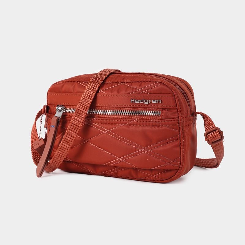 Women's Hedgren Quilted Maia Mini Rfid Crossbody Bags Red Brown | MDS2032GX