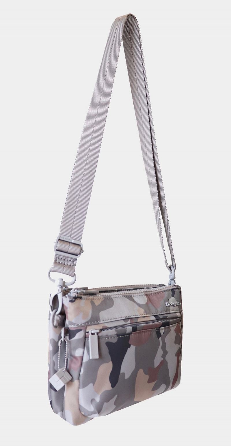 Women's Hedgren Rain Sustainably Made Crossbody Bags Grey Camo | QOK415UE