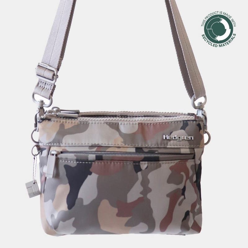 Women\'s Hedgren Rain Sustainably Made Crossbody Bags Grey Camo | QOK415UE