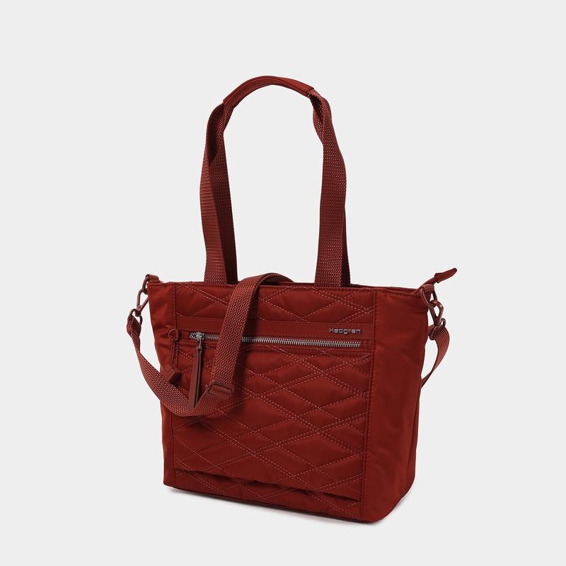 Women's Hedgren Zoe Medium Rfid Tote Bags Red Brown | UGY8777FN